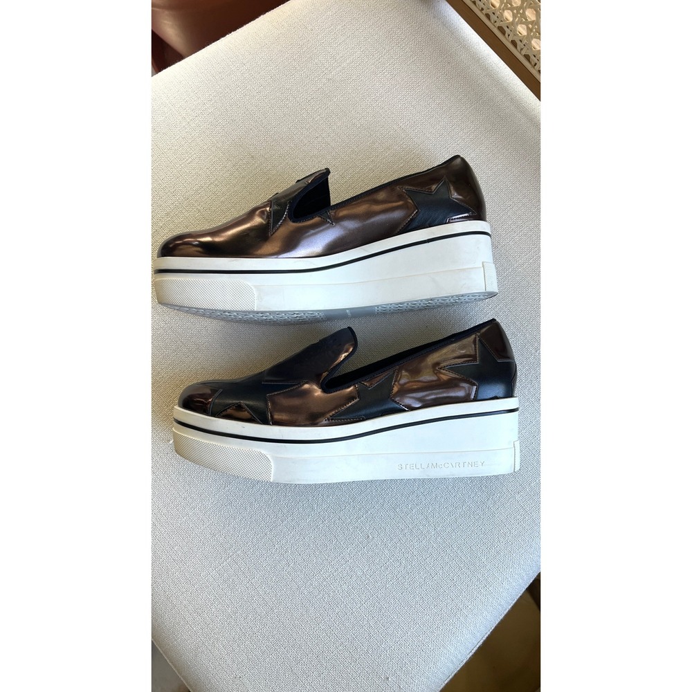 Stella McCartney Binx Metallic Star Platform Slip On Sneakers Bronze Black 37 - Picture 2 of 9